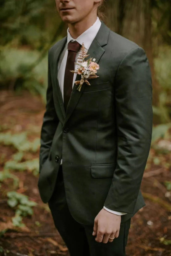 Men Olive Green Two Piece Suit | Wedding And Event Formal Wear