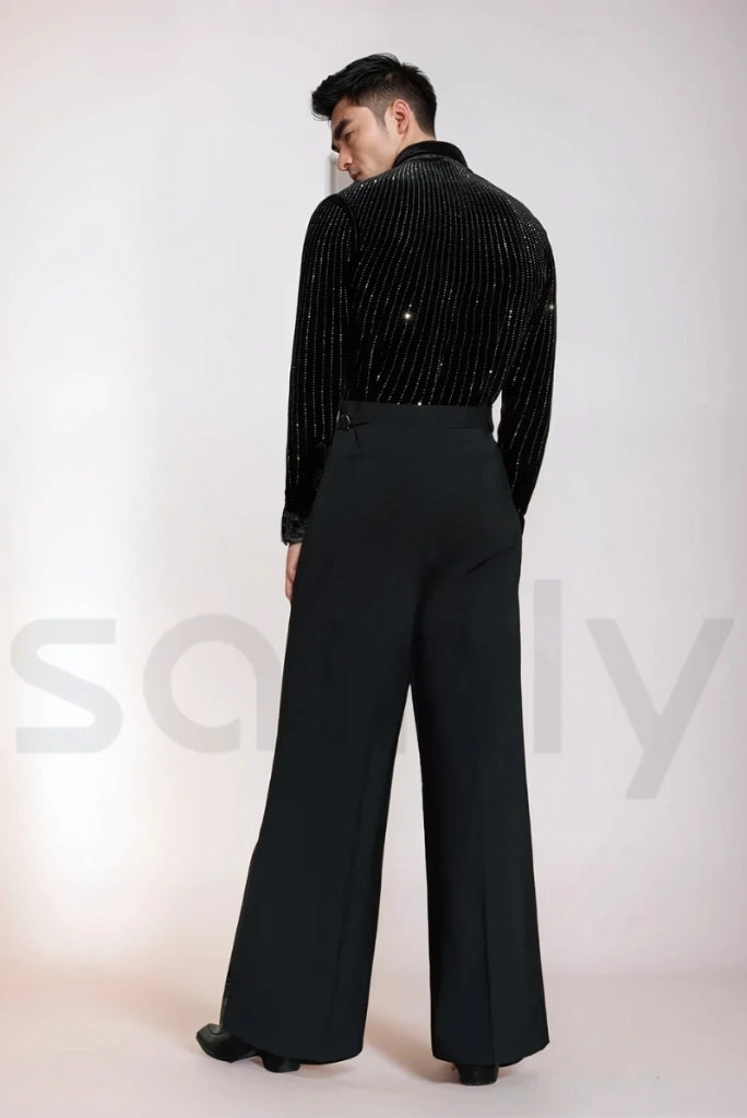  Flare trousers with stylish wide-leg bell bottom design, perfect for retro or modern fashion-back