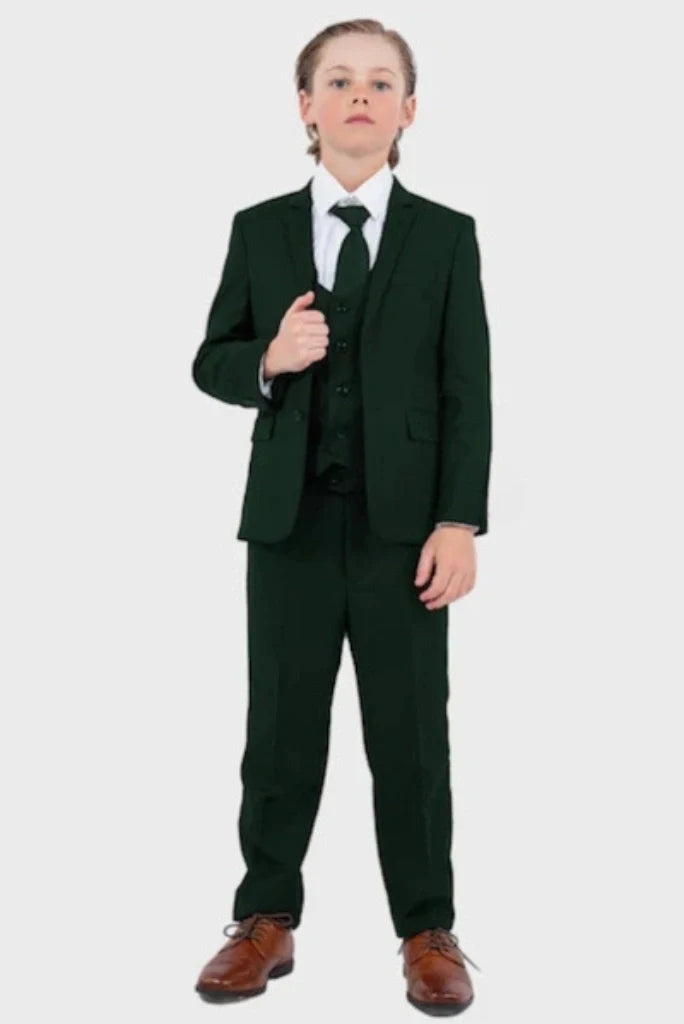 Boy dark green wedding suit