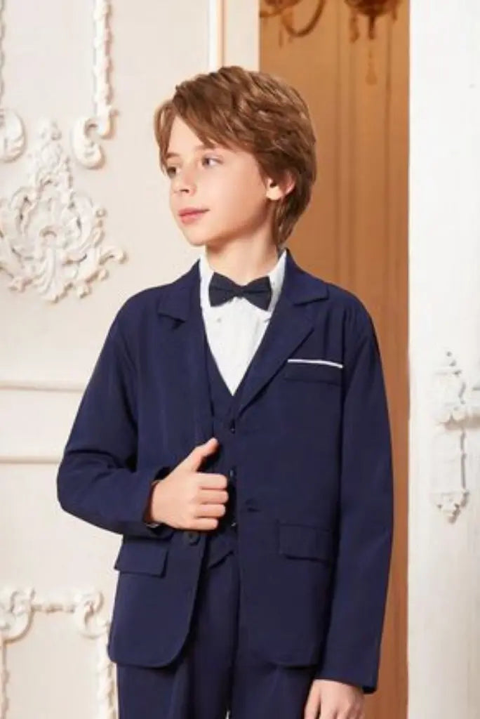Boy navy blue blazer-front
