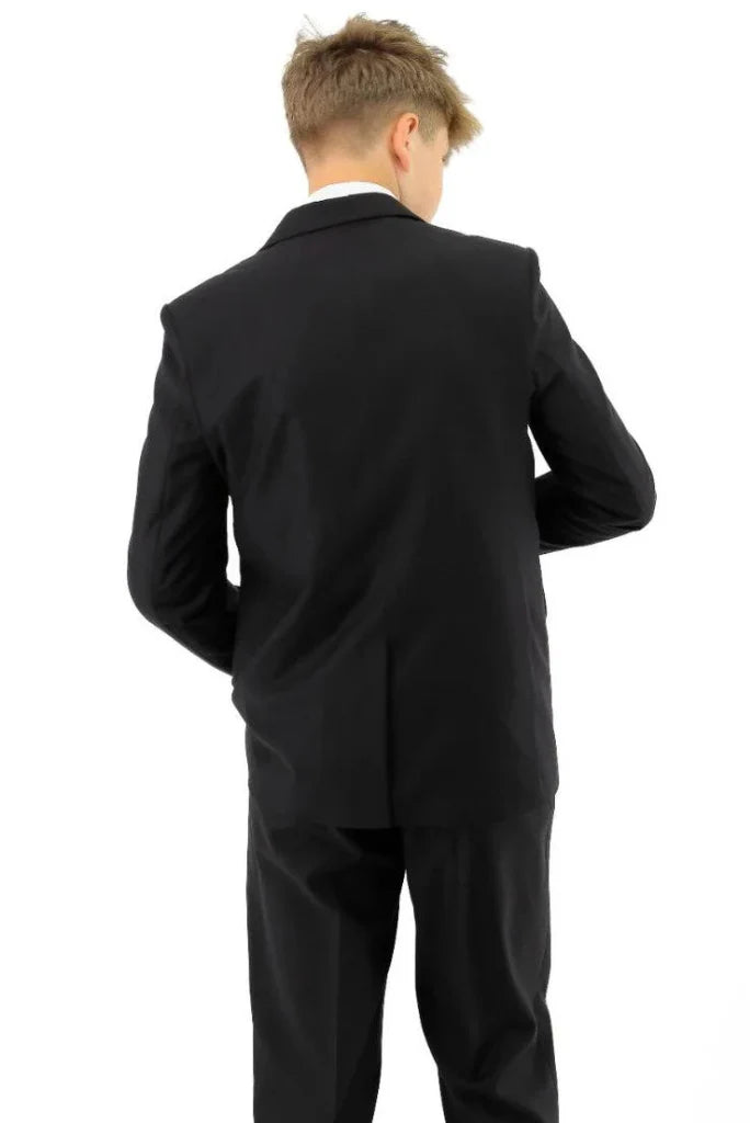 Black three piece suit for boy-back