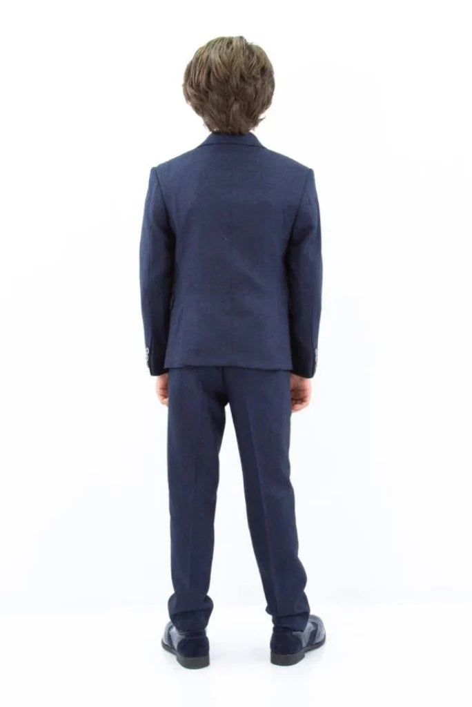Blue three piece suit for boy-back