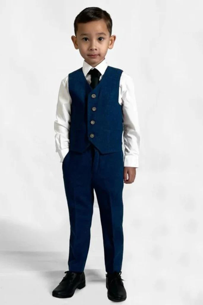 Blue tweed suit for boys