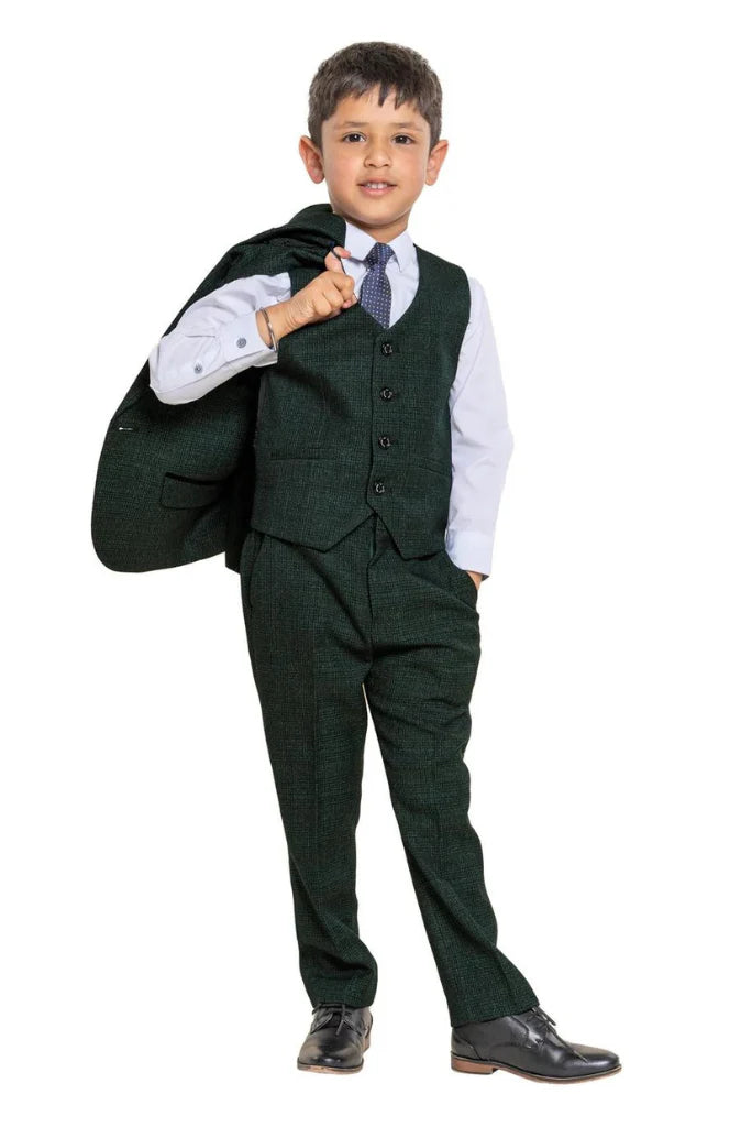 Green tweed boy suit
