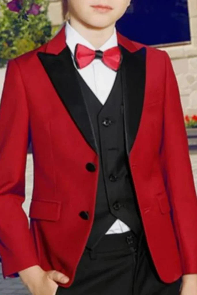 Boy maroon and black suit-front