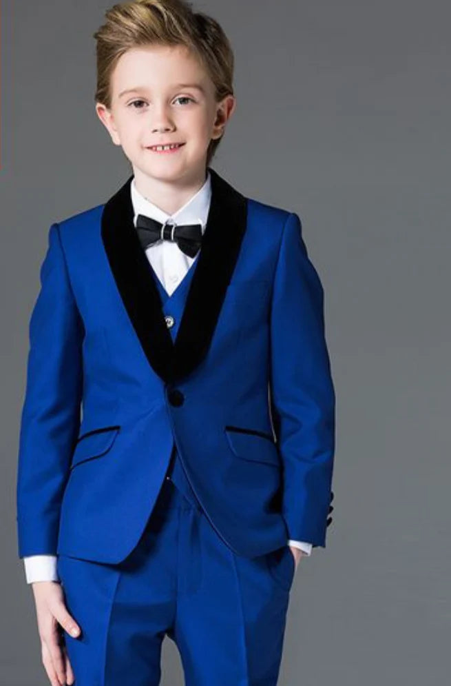 Boy royal blue three piece suit-front