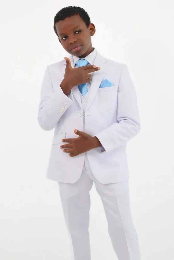 Boy white three piece suit-front
