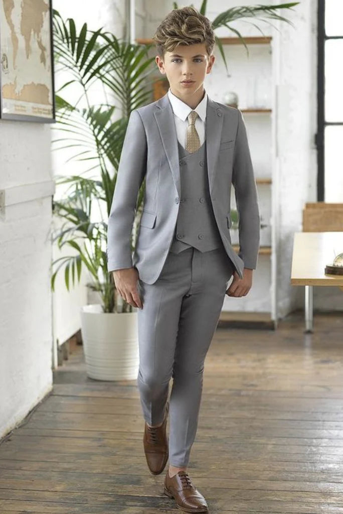 Boys Grey suit-front