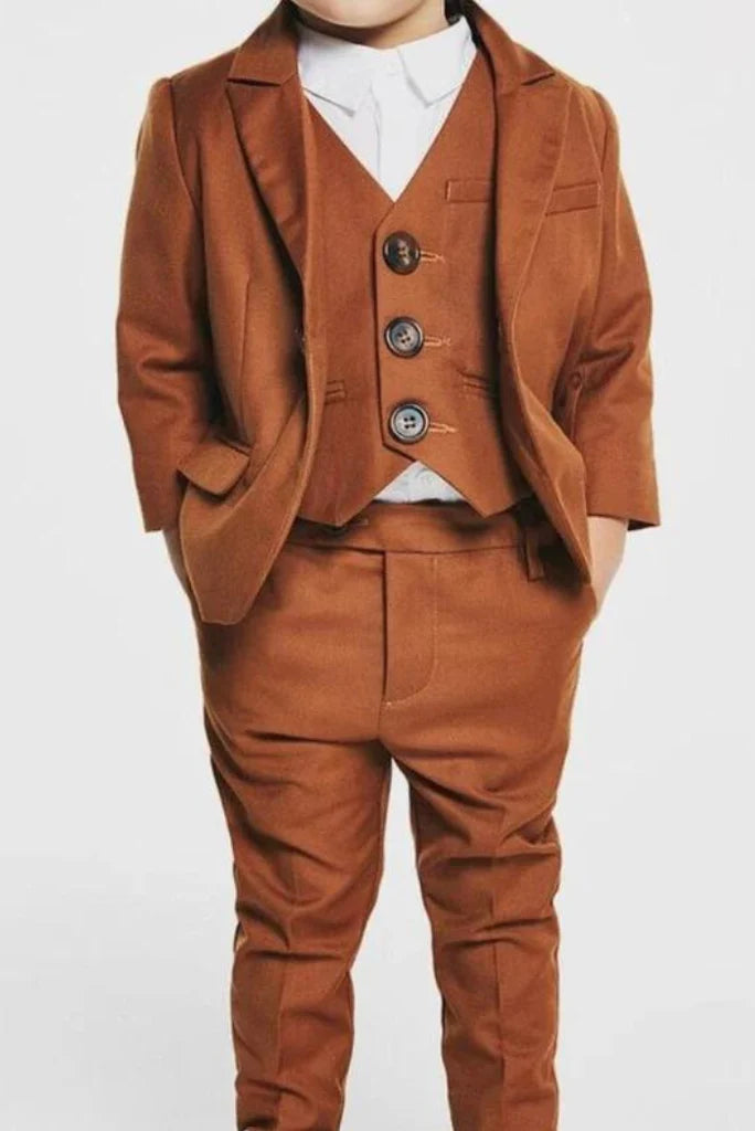 Boys brown suit-front