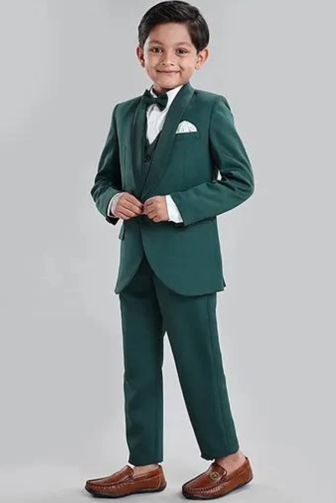 Boys green suit-front