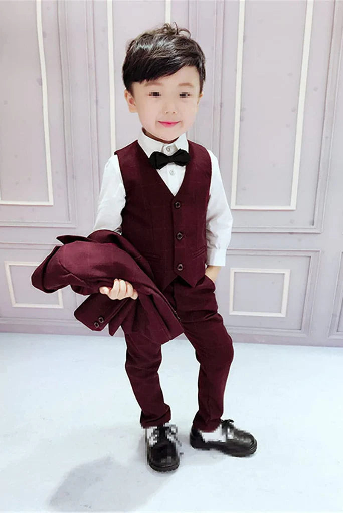 Kids maroon suit-front