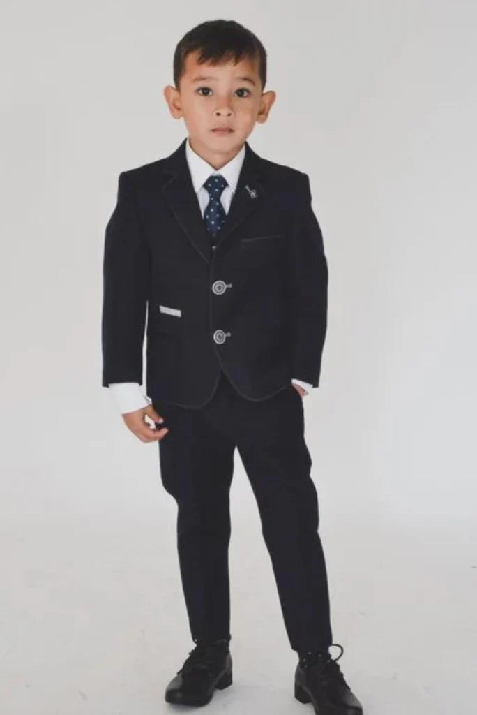 Kids navy blue suit-front