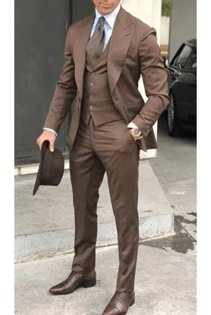 Brown Three piece Suit For Man 