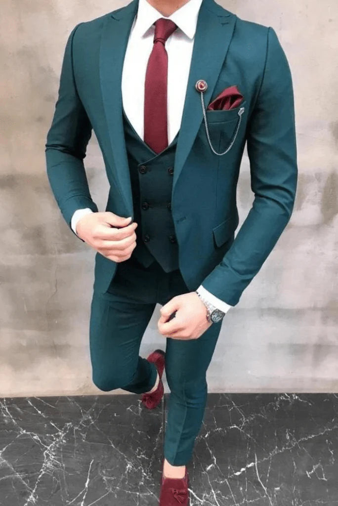 Green Three piece Suit For Man 