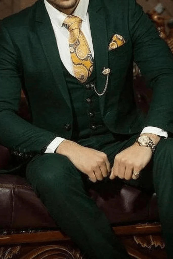 Green Three Piece Suit For Man 