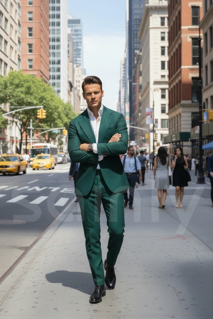 Elegant green suit for men suitable for weddings and parties