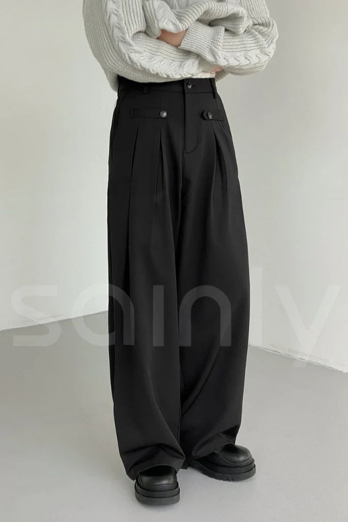 Stylish Black Flared Pants for Men-Side