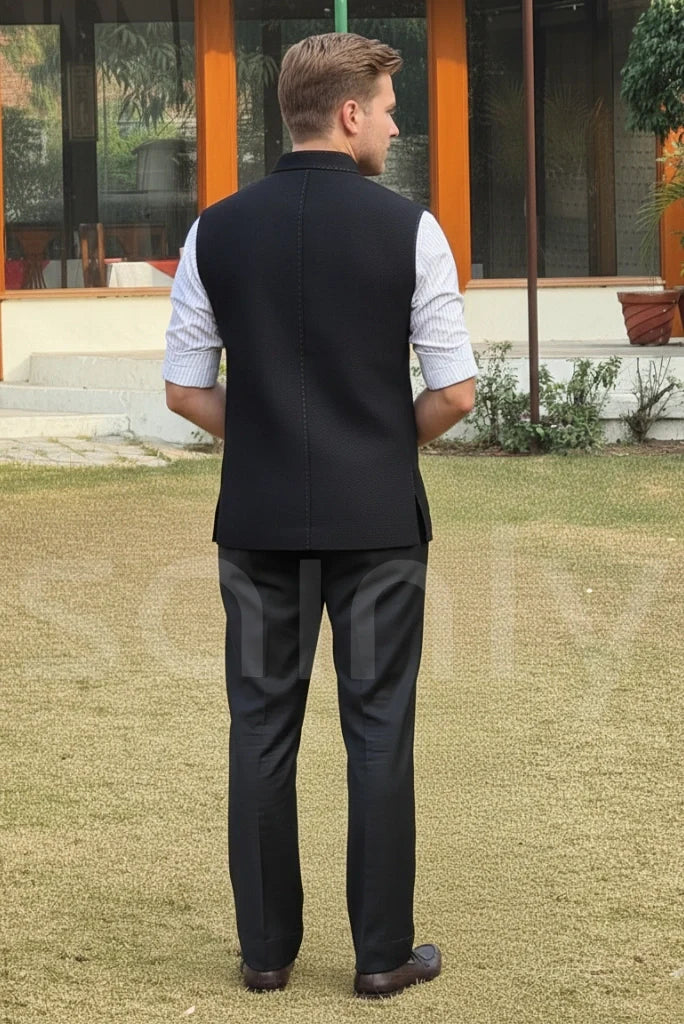 Black half jacket for special occasions-back