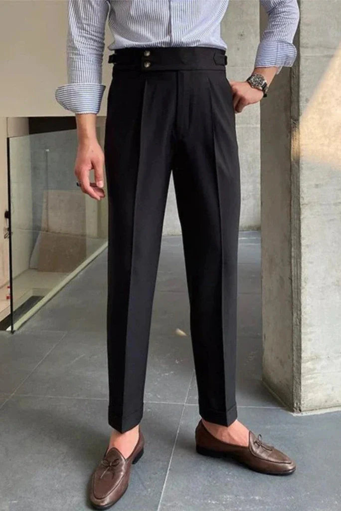 Men Black Double-Button Gurkha Pants-Front