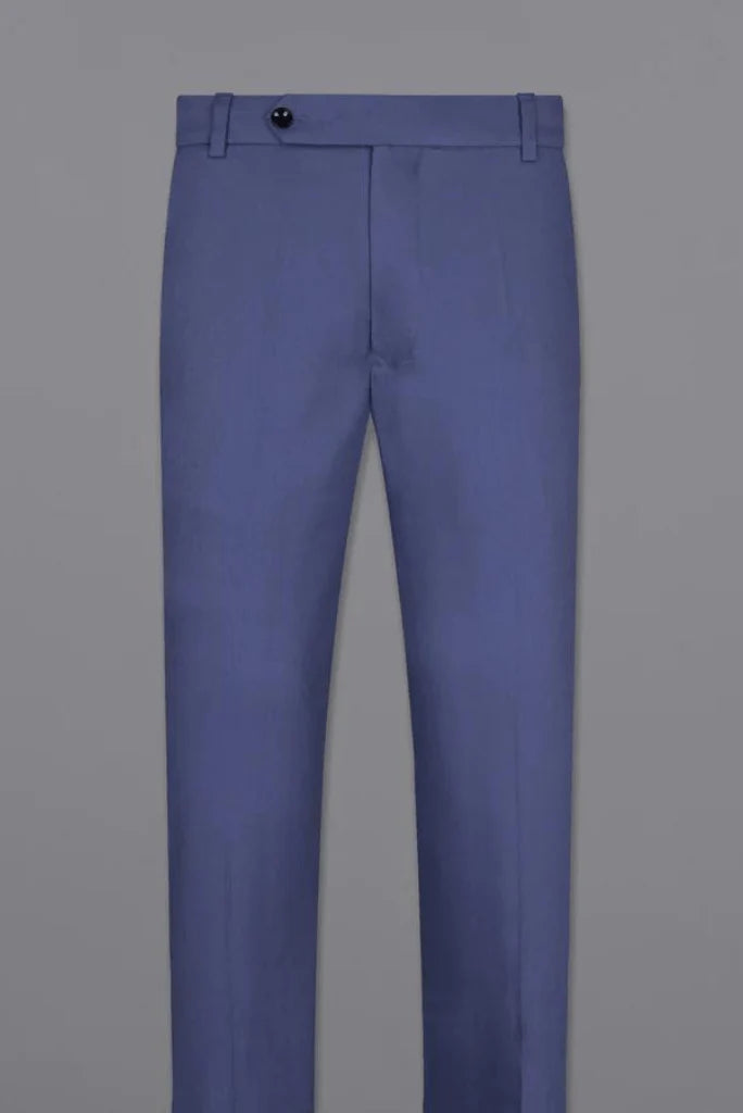 Men Stylish Blue Pant – Comfortable Solid Casual Trouser for Office Wear