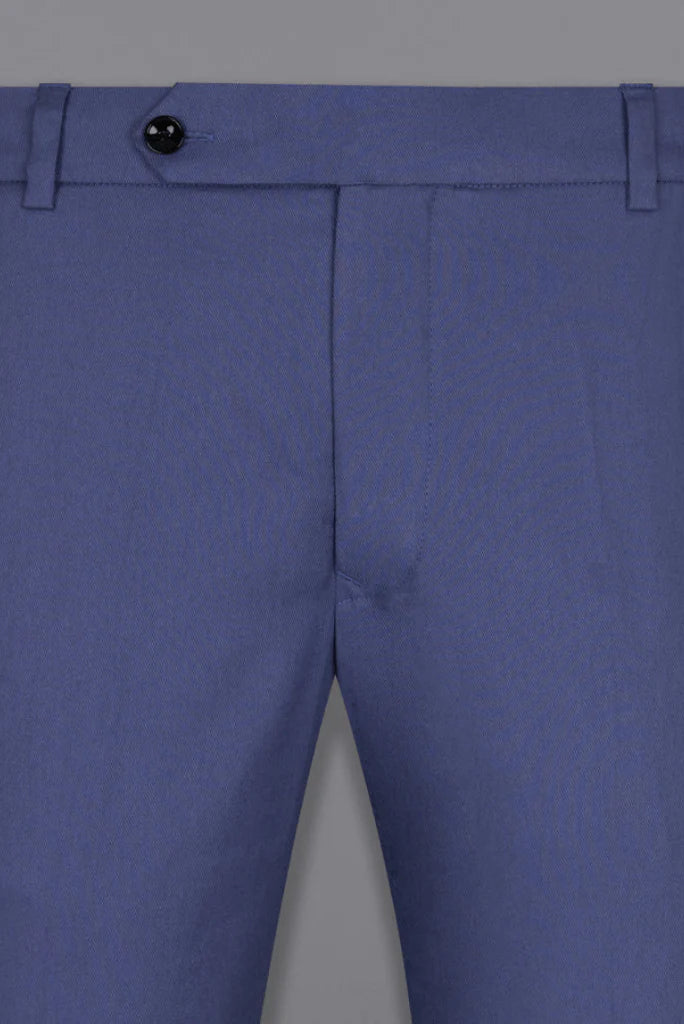 Men Stylish Blue Pant – Comfortable Solid Casual Trouser for Office Wear