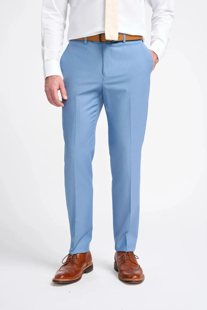 Men Sky Blue Formal Pant-Front