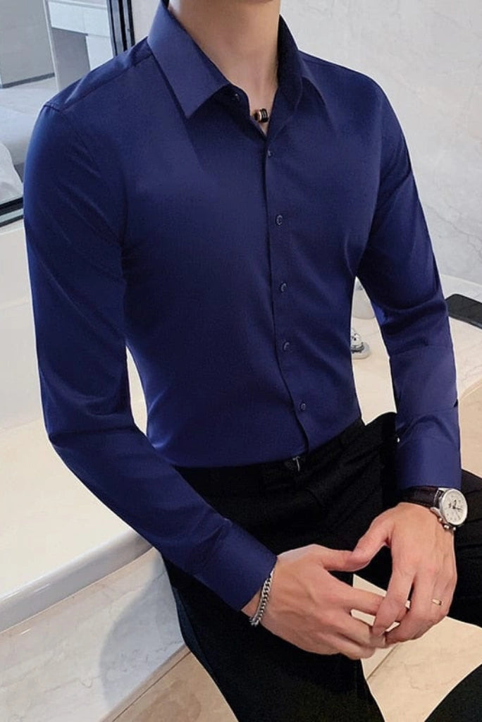 Men blue formal shirt-Front