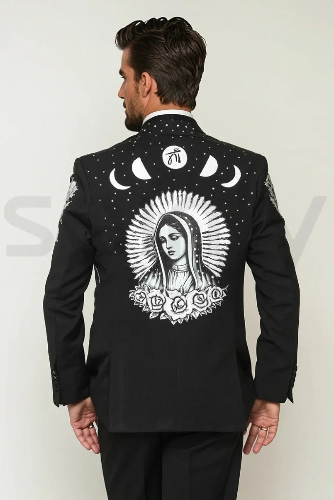 Men unique embroidery suit for grooms and moderns-back