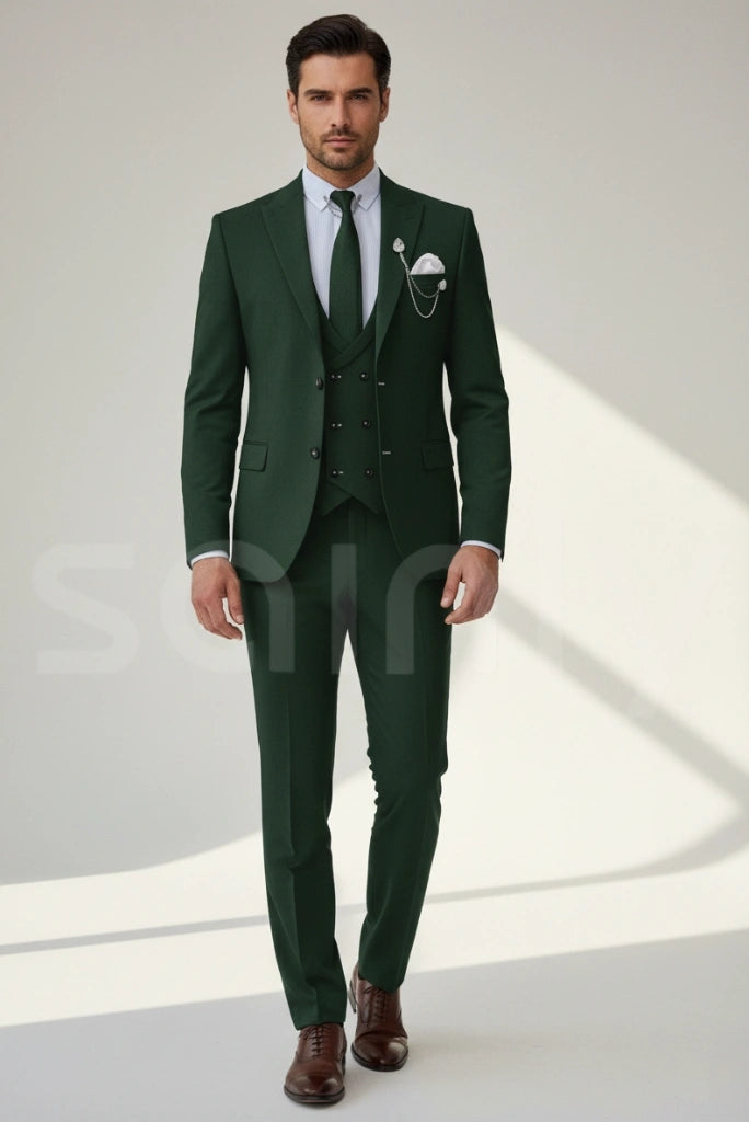 Stylish men emerald green formal suit for parties and weddings-front