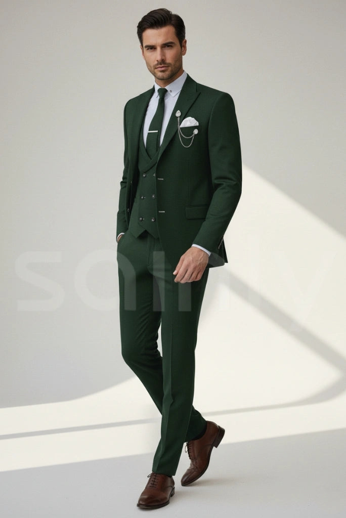 Men emerald green tailored suit for special occasions-side