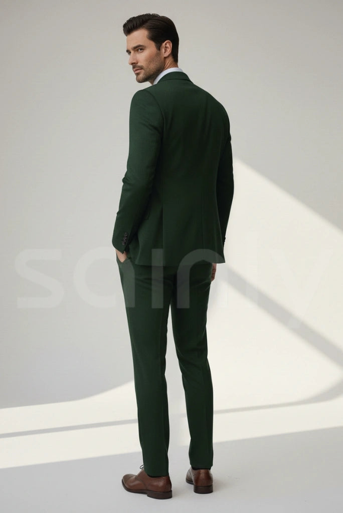 Men emerald green suit with blazer and trousers for formal and wedding wear-back