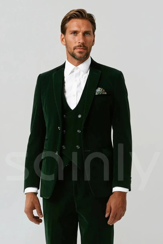 Classic velvet suit for grooms and wedding guests