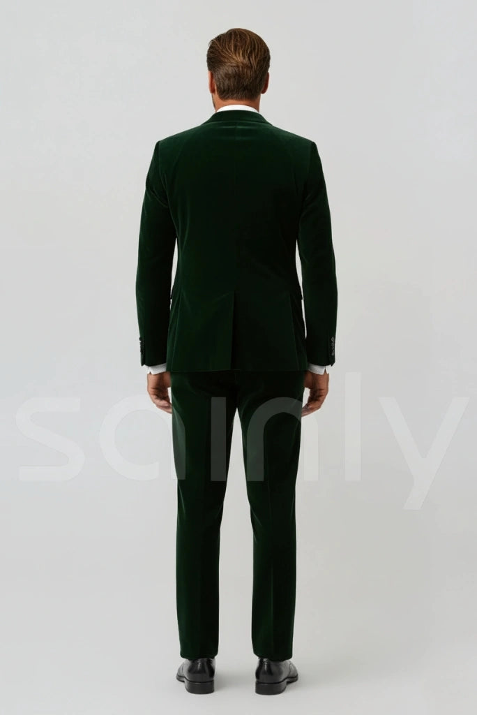 Velvet three-piece suit ideal for weddings and evening parties