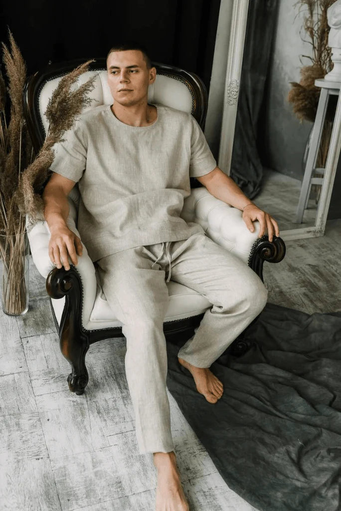 stylish summer casual linen trouser-Front