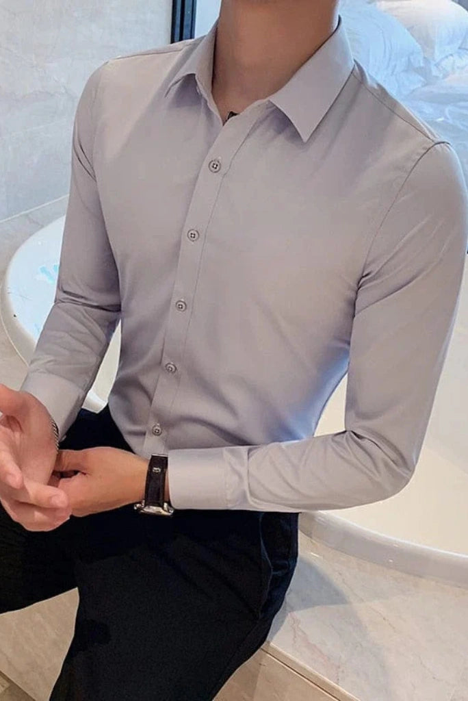 Men light grey formal shirt-Front