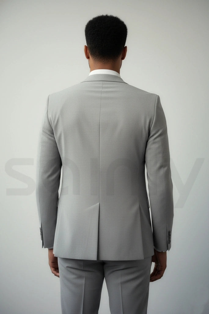 Stylish grey three-piece suit for men wedding and party wear-back