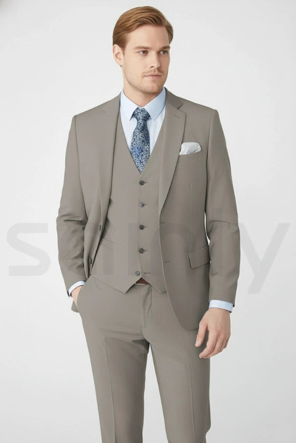 Elegant men grey suit set for wedding and formal wear