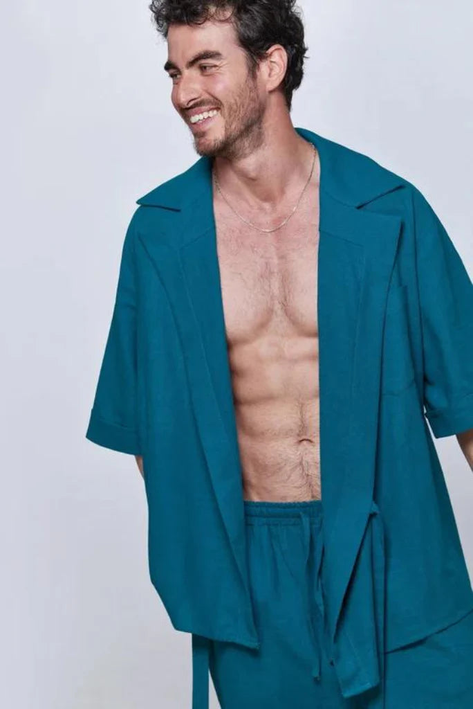 Elegant linen co-ord set for men-Front