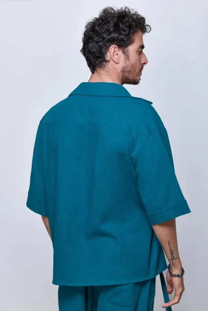 Linen outfit for men summer casual wear-Front