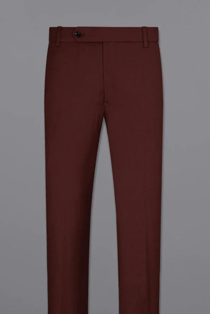 Men Burgundy Pants -Front