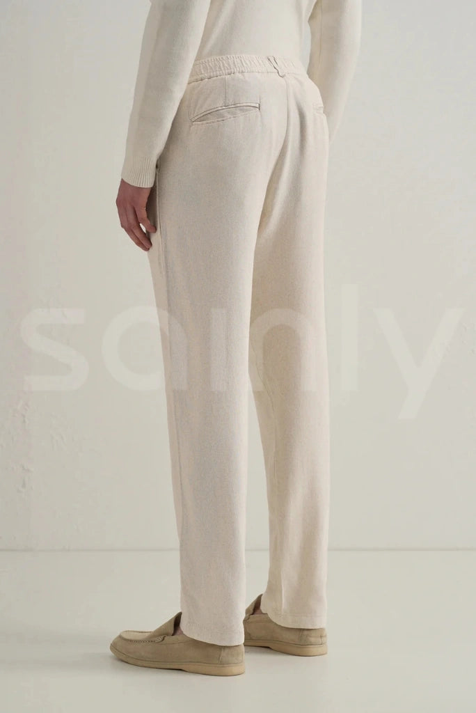Men’s off white linen pants for semi-formal and casual occasions-Back