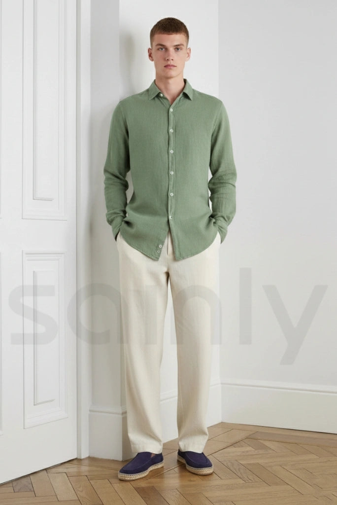 Lightweight off white linen pant for men – beach wear-front