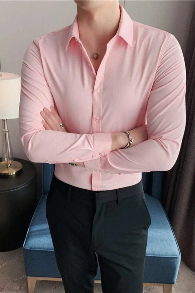 Men pink formal shirt-Front