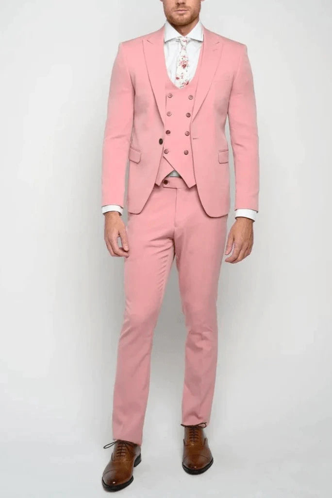 Men Pink Three Piece Suit