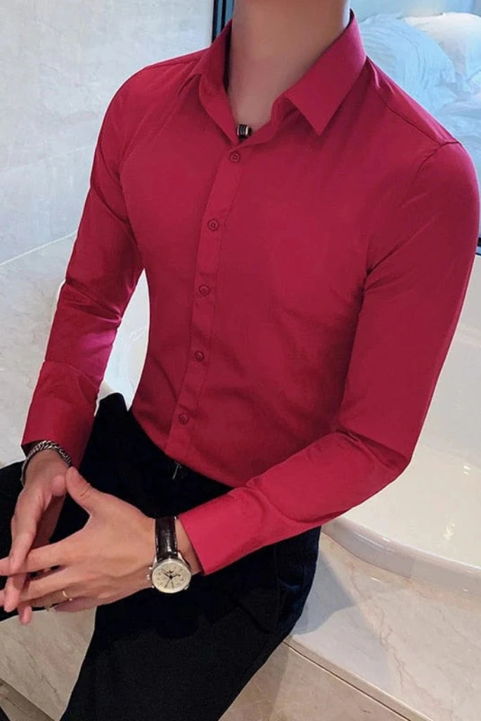 Men Red Formal Shirt-Front