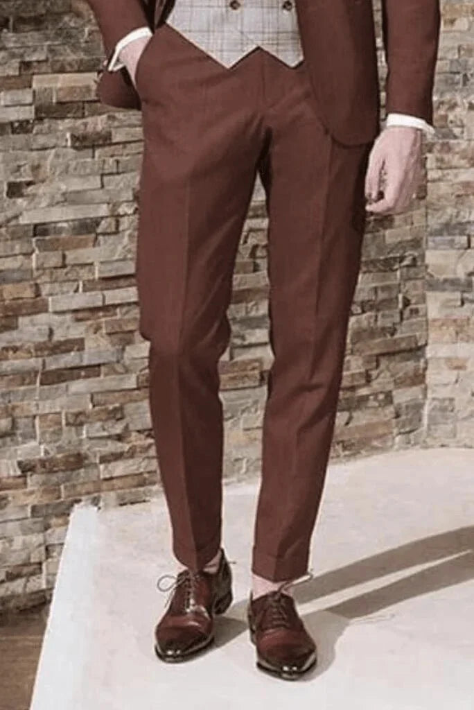 Men rust formal pant-front