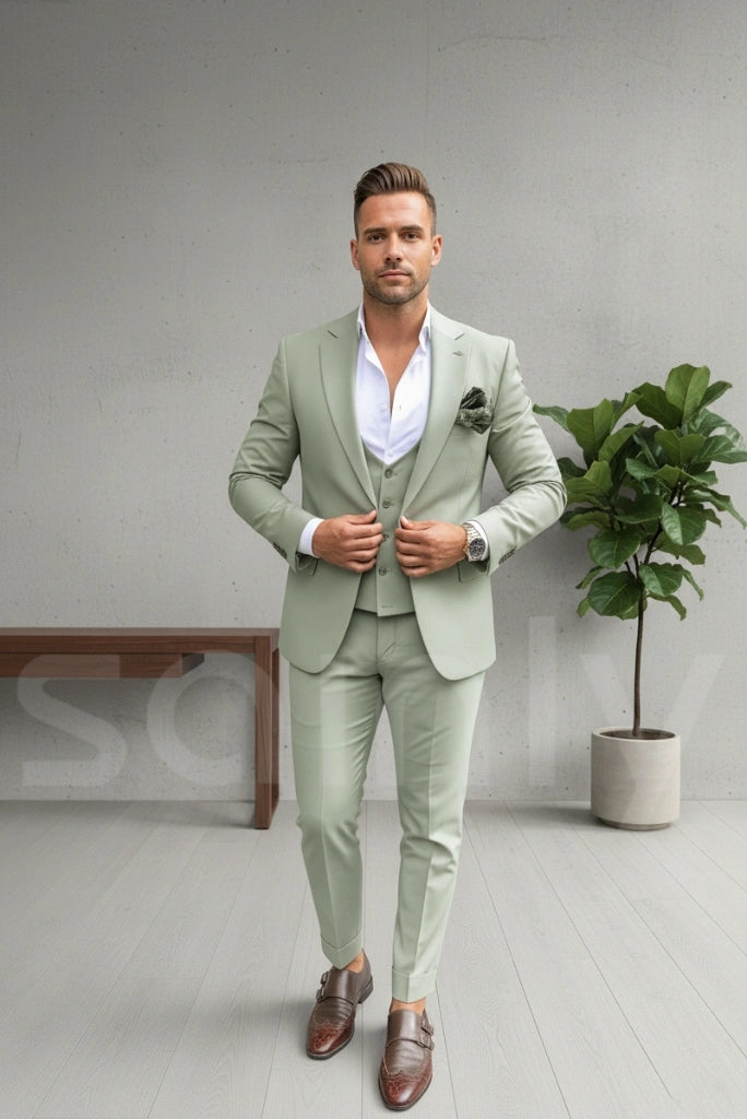 Elegant men formal three-piece suit for office meetings