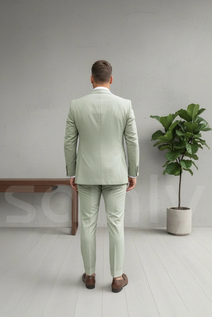 Classic men’s three-piece suit for festive and celebration occasions-back