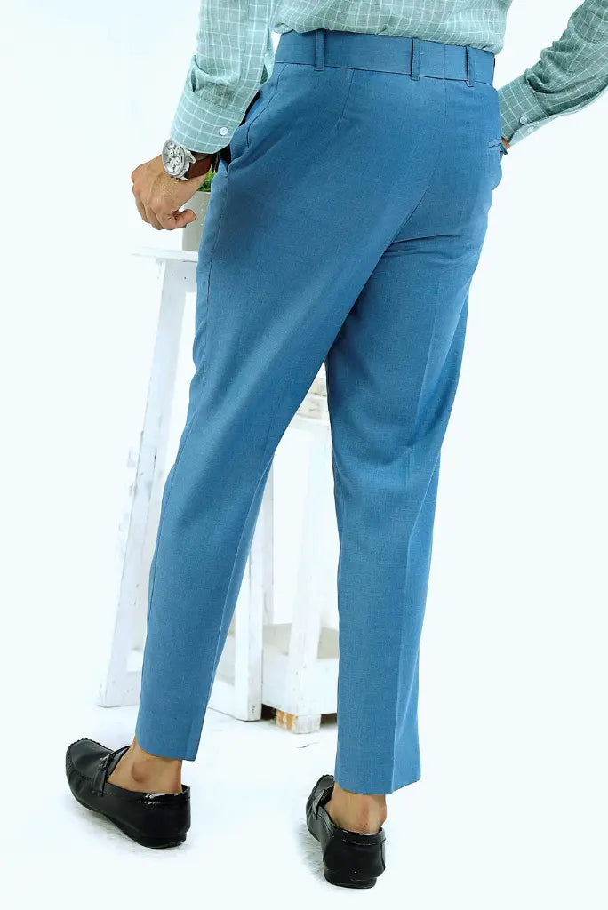 Men sky blue trousers-Back