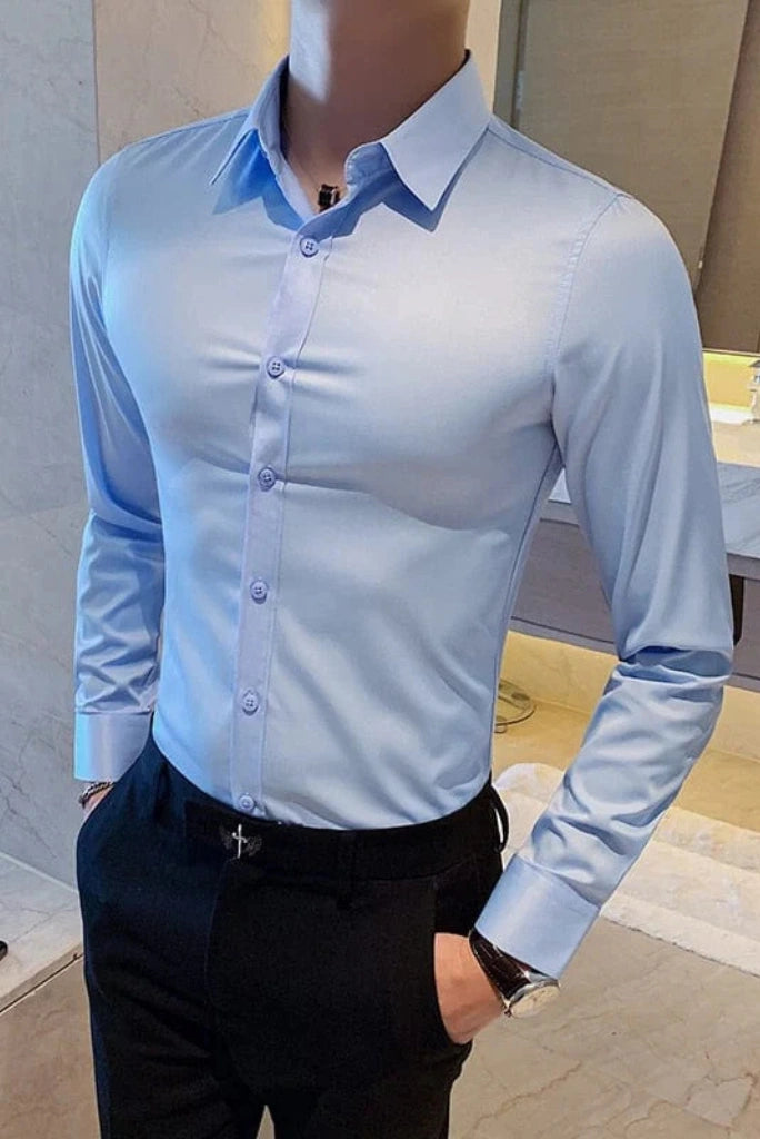 Men Sky Blue Formal Shirt-Front